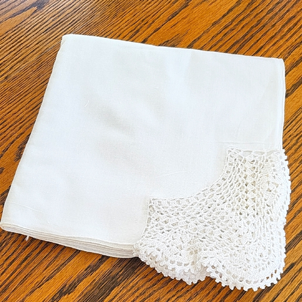 Elegant White Crochet Corner Napkin